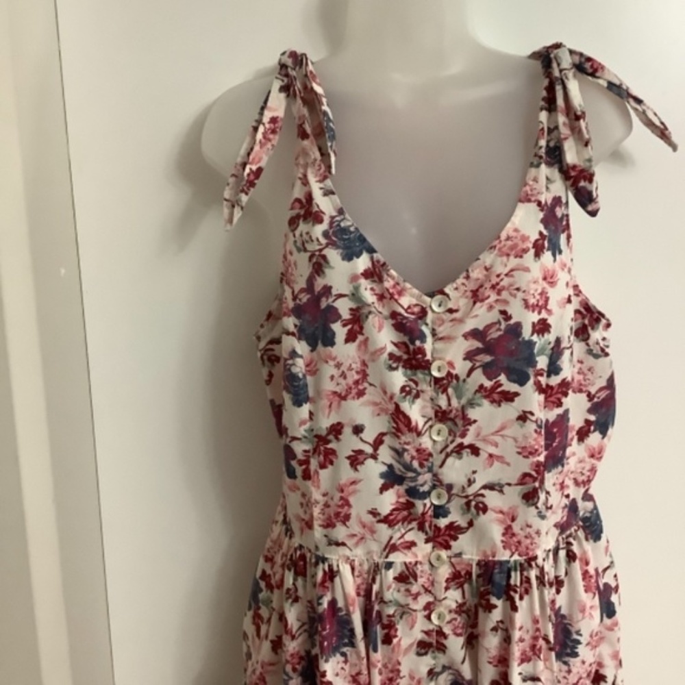 April Cornell Floral Midi Dress - Cream, Pink, and Blue